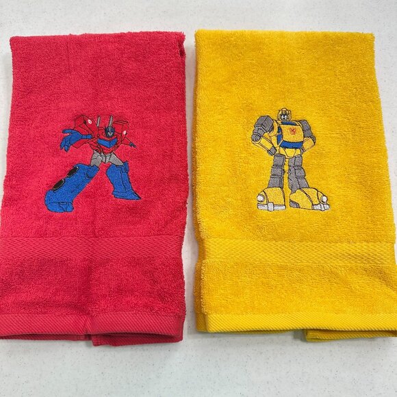 Transformers Towels Embroidered Autobots Hand Towel Set Optimus Bumblebee Robots - Picture 1 of 5